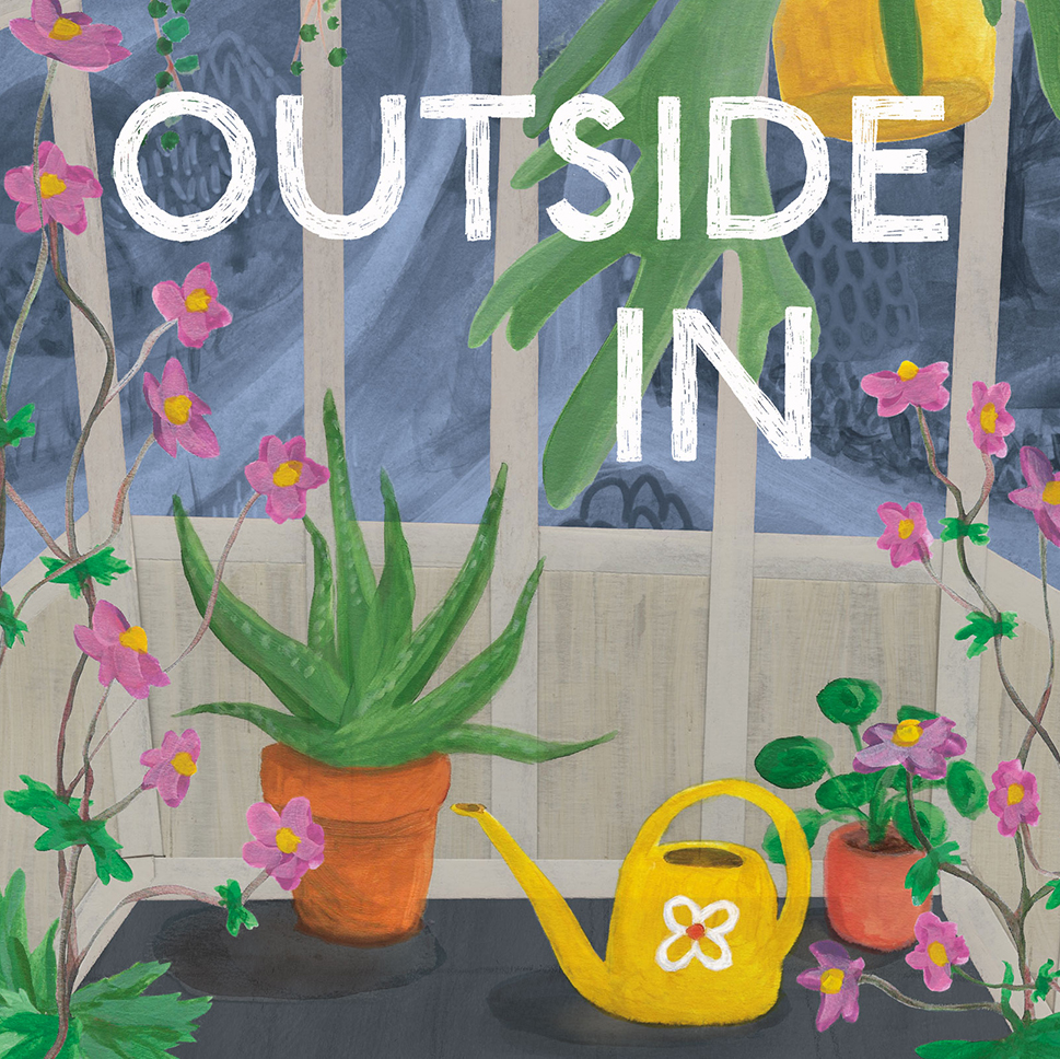 outside in botanical illustration cover design
